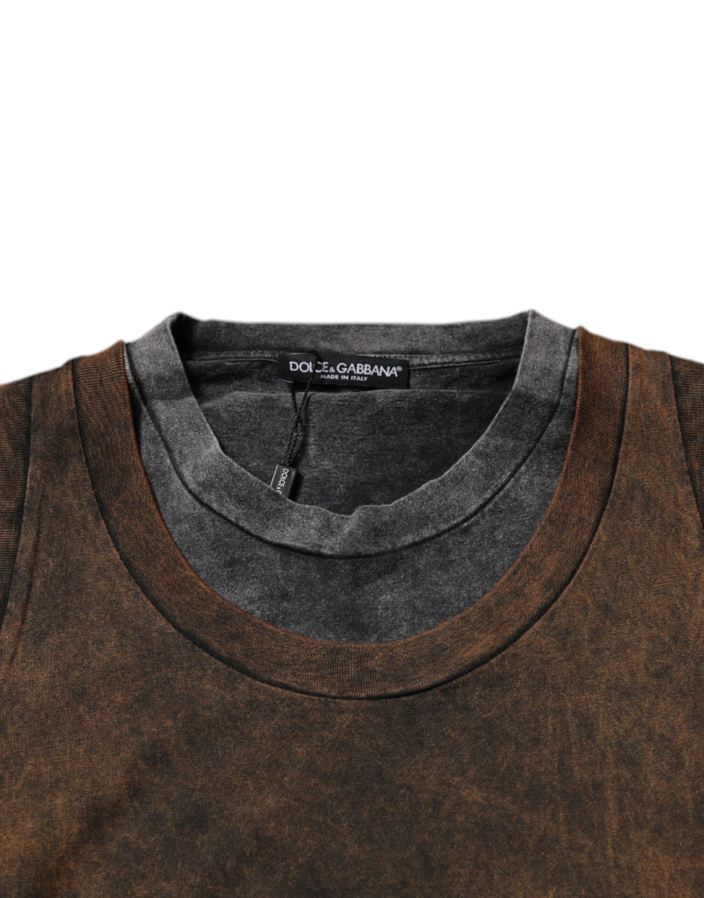 Dolce & Gabbana Brown Cotton Round Neck Sleeveless T-shirt Dolce & Gabbana