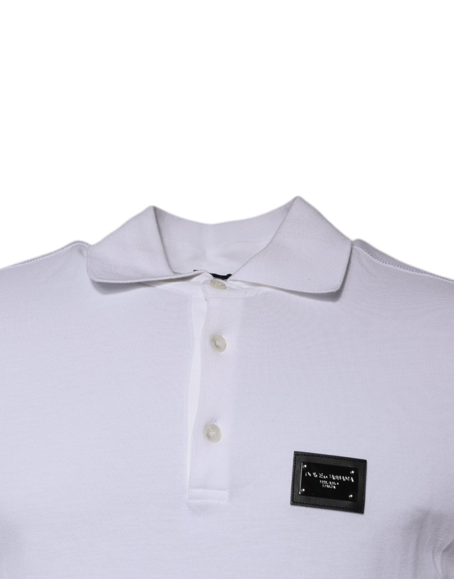 Dolce & Gabbana White Cotton Logo Plaque Collared Polo T-shirt Dolce & Gabbana