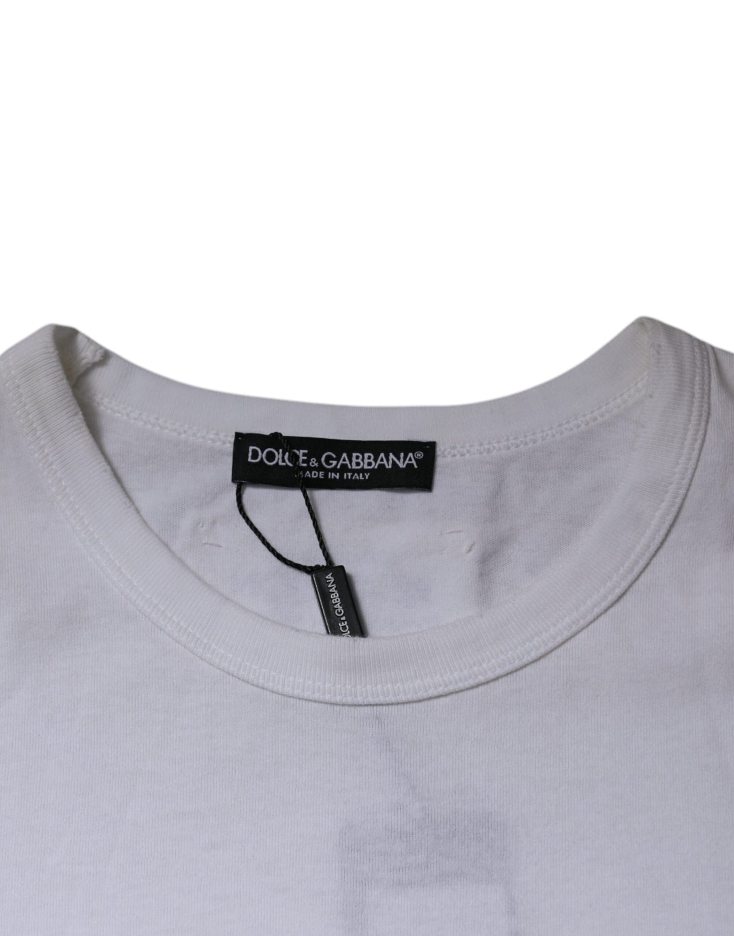 Dolce & Gabbana White Stripes Crew Neck Short Sleeves T-shirt Dolce & Gabbana