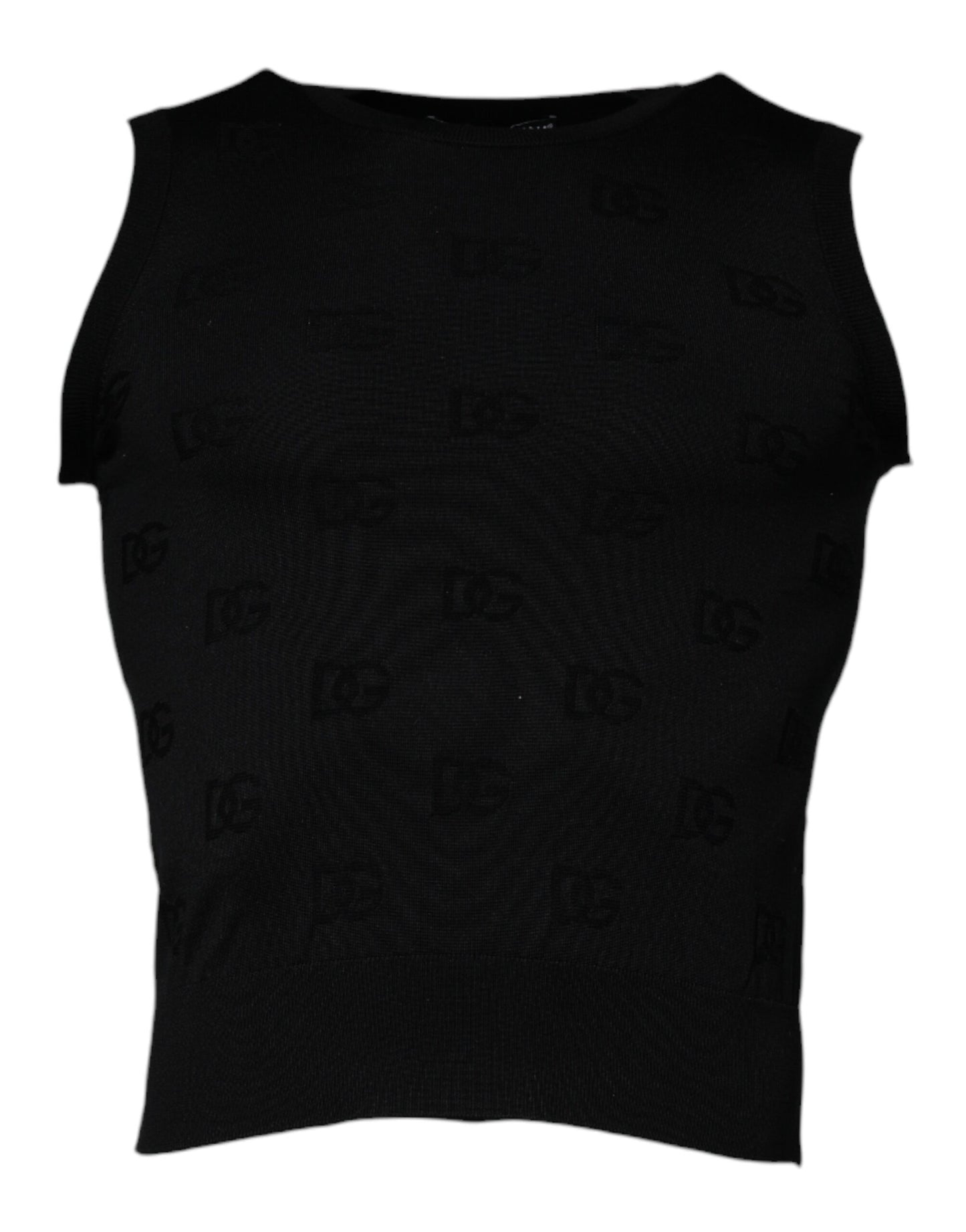 Dolce & Gabbana Black Silk Round Neck Sleeveless T-shirt Dolce & Gabbana