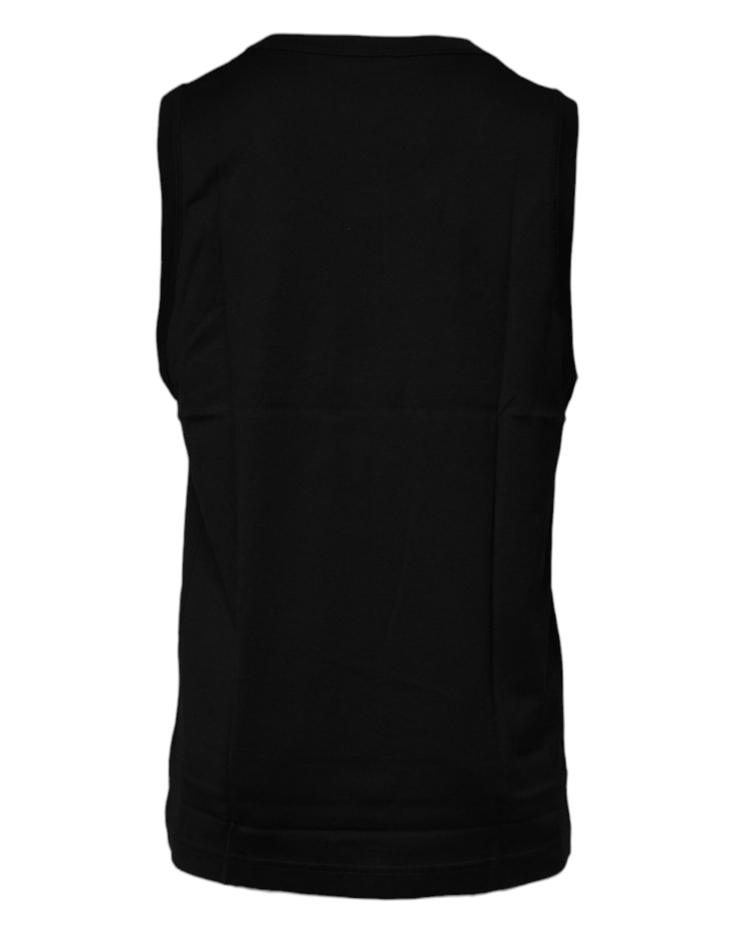 Dolce & Gabbana Black Cotton Round Neck Sleeveless T-shirt Dolce & Gabbana