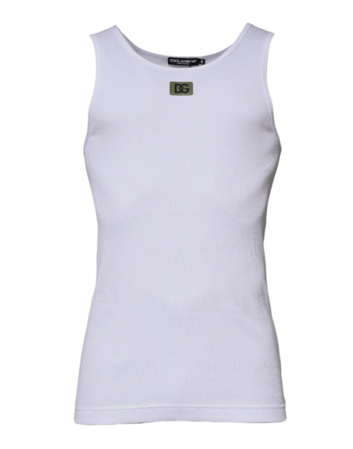 Dolce & Gabbana White Cotton Round Neck Sleeveless T-shirt Dolce & Gabbana