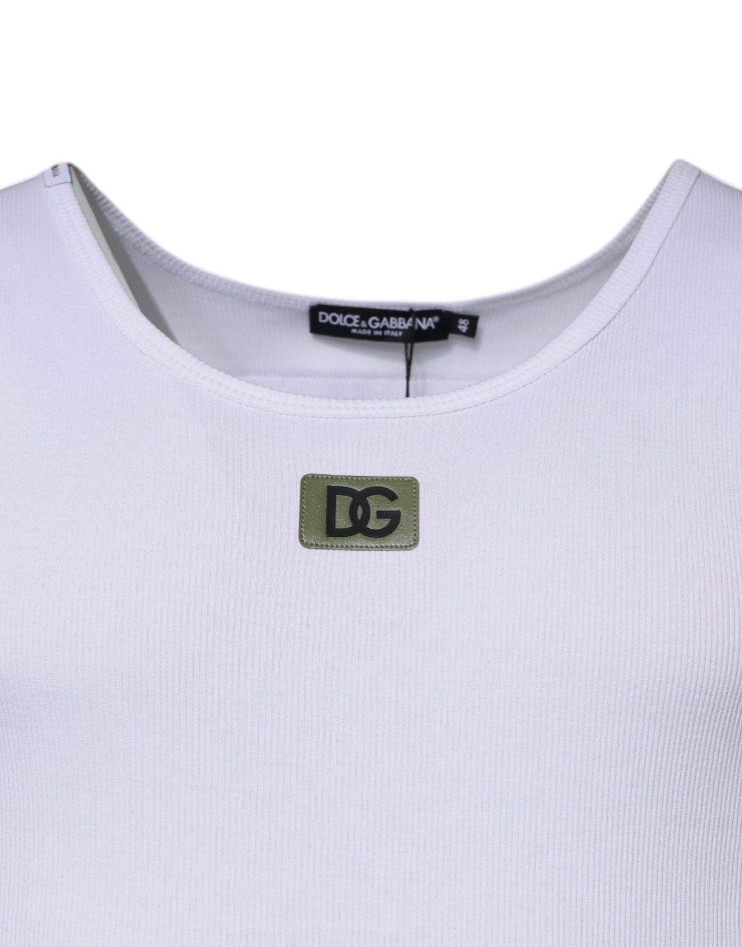 Dolce & Gabbana White Cotton Round Neck Sleeveless T-shirt Dolce & Gabbana