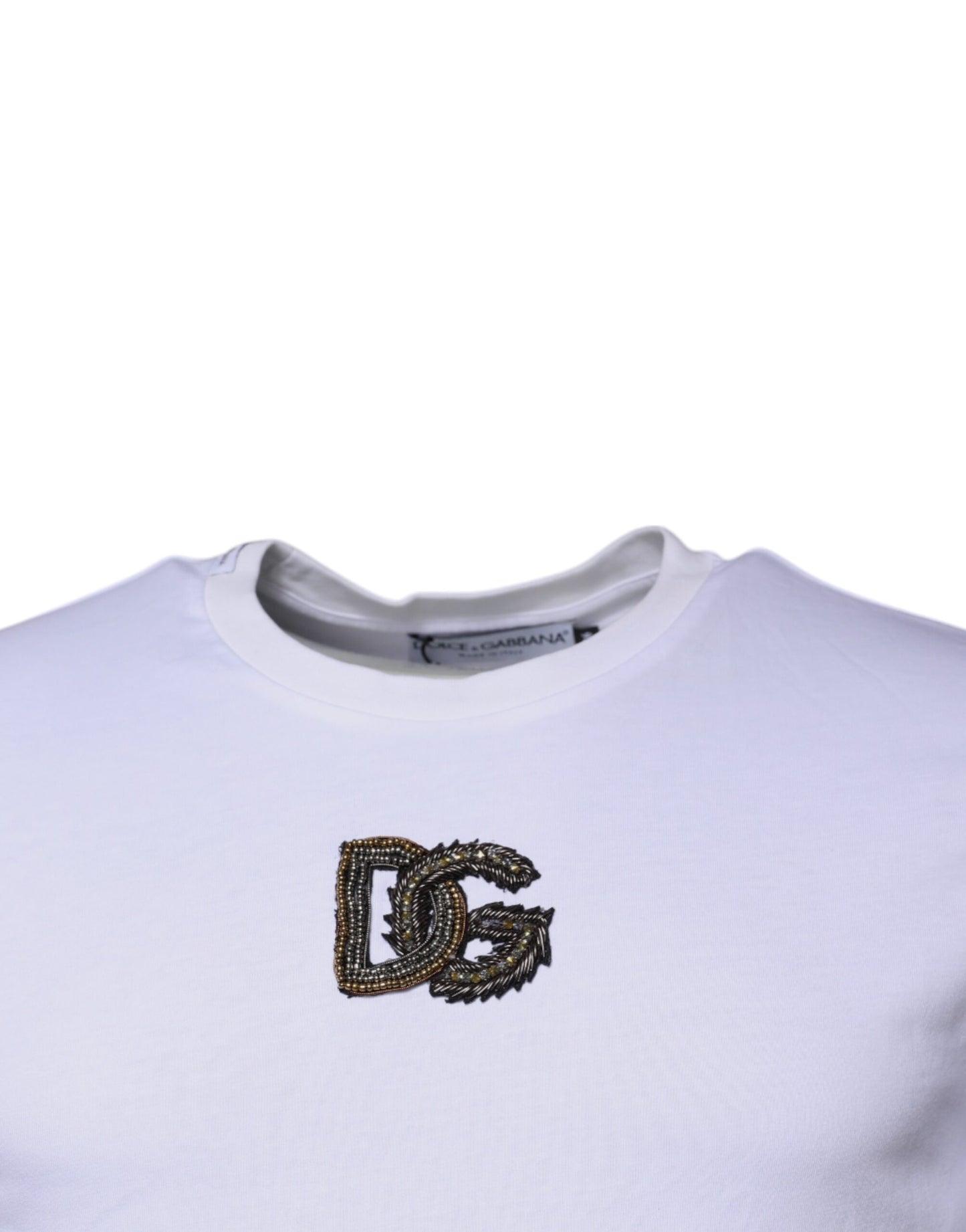 Dolce & Gabbana White DG Logo Cotton Crew Neck T-shirt Dolce & Gabbana
