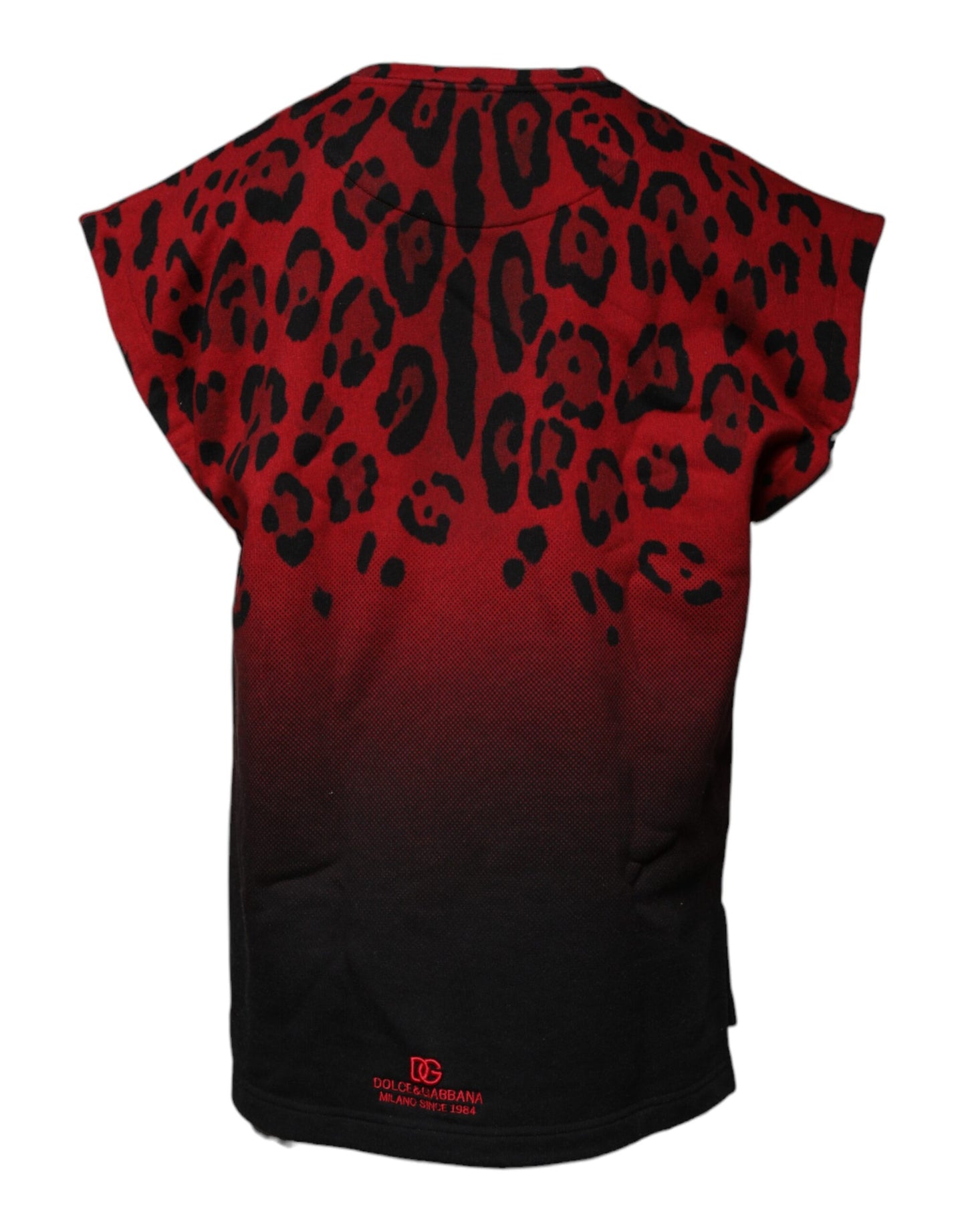 Dolce & Gabbana Red Leopard Print Cotton Sleeveless T-shirt Dolce & Gabbana