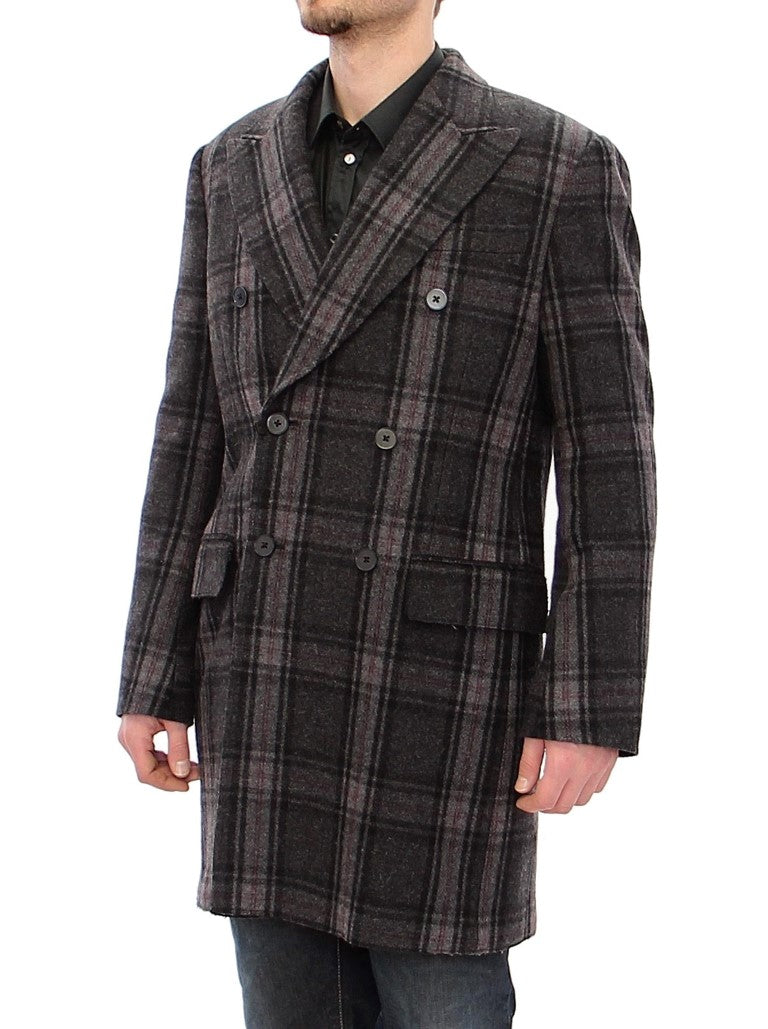 Dolce & Gabbana Gray Double Breasted Coat Jacket Dolce & Gabbana