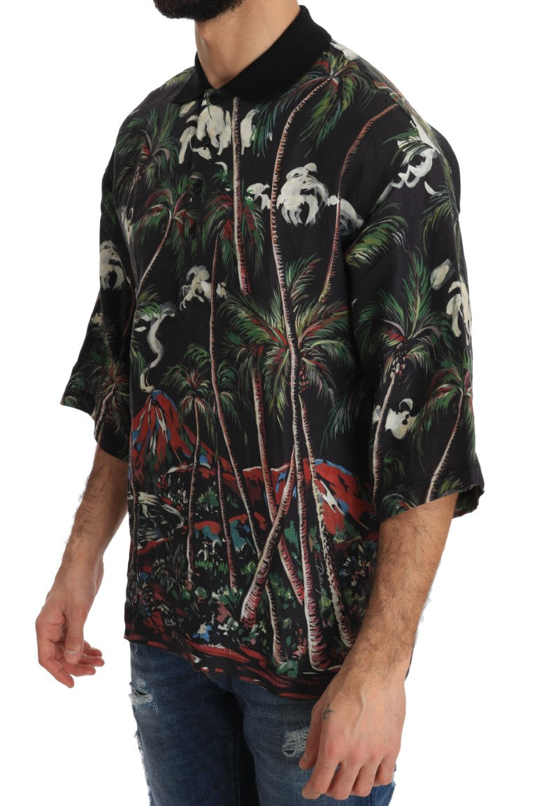 Dolce & Gabbana Black Volcano Sicily Short Sleeve T-Shirt Dolce & Gabbana