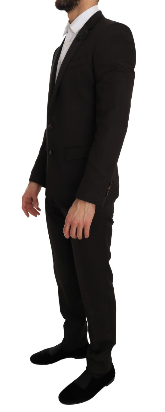 Dolce & Gabbana Brown Wool Crystal Bee Slim Fit MARTINI Dolce & Gabbana
