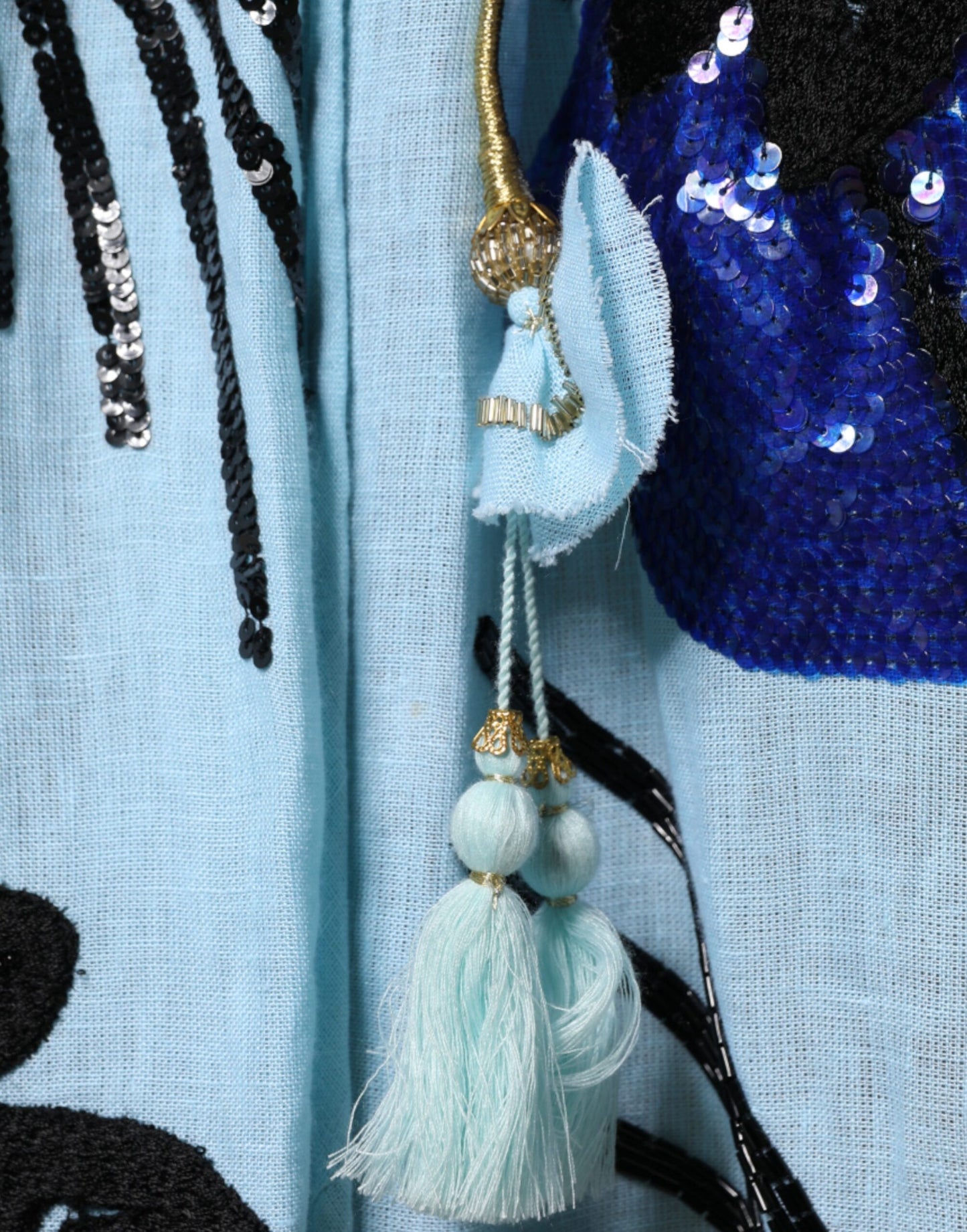 Christian Pellizzari Light Blue Floral Embellished Shirt Maxi Dress Christian Pellizzari