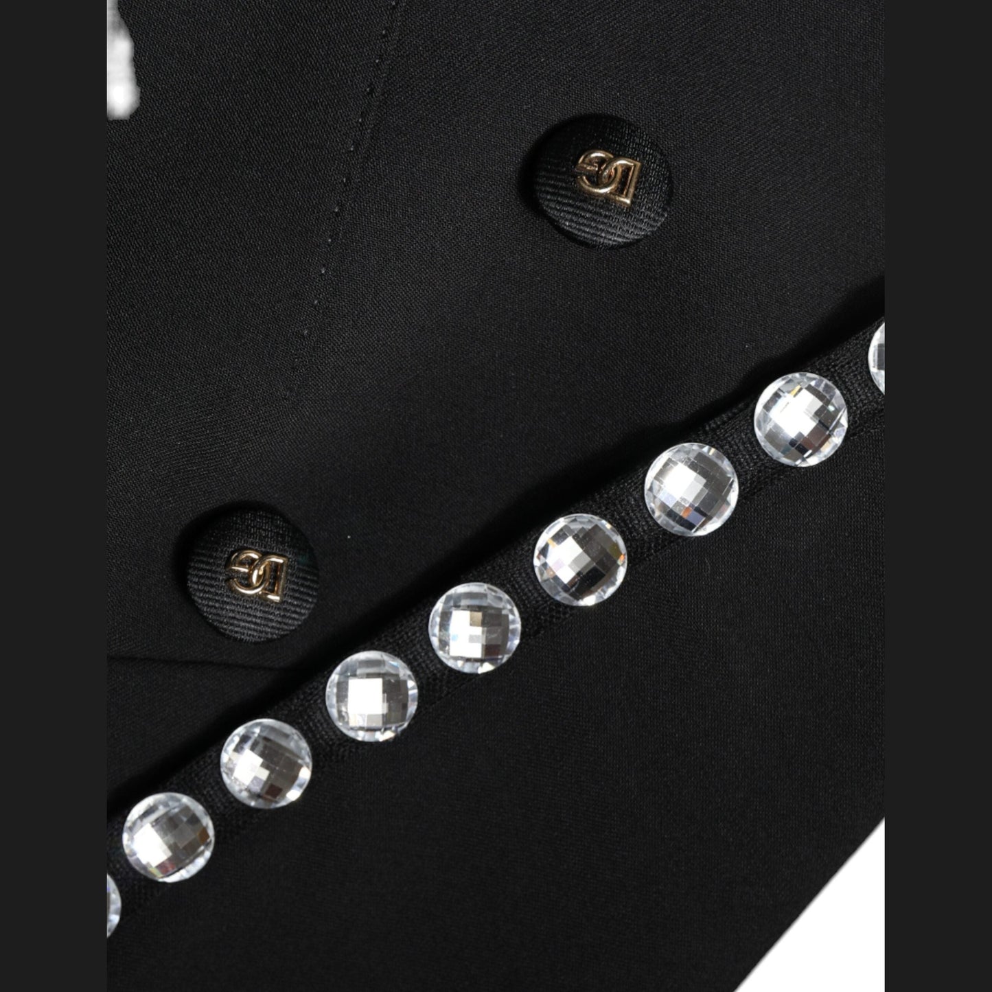 Dolce & Gabbana Black Crystal Double Breasted Blazer Jacket
