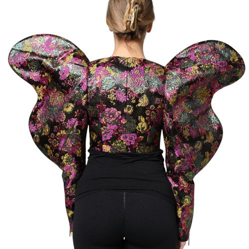 Dolce & Gabbana Multicolor Floral Jacquard Cropped Jacket Dolce & Gabbana