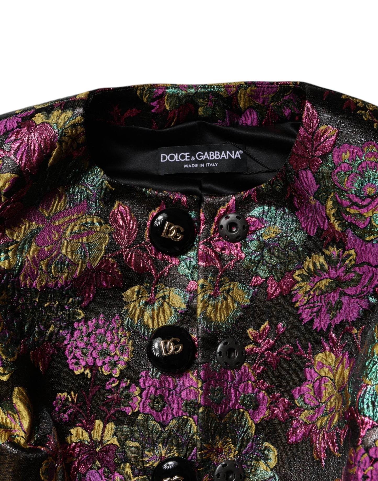 Dolce & Gabbana Multicolor Floral Jacquard Cropped Jacket Dolce & Gabbana