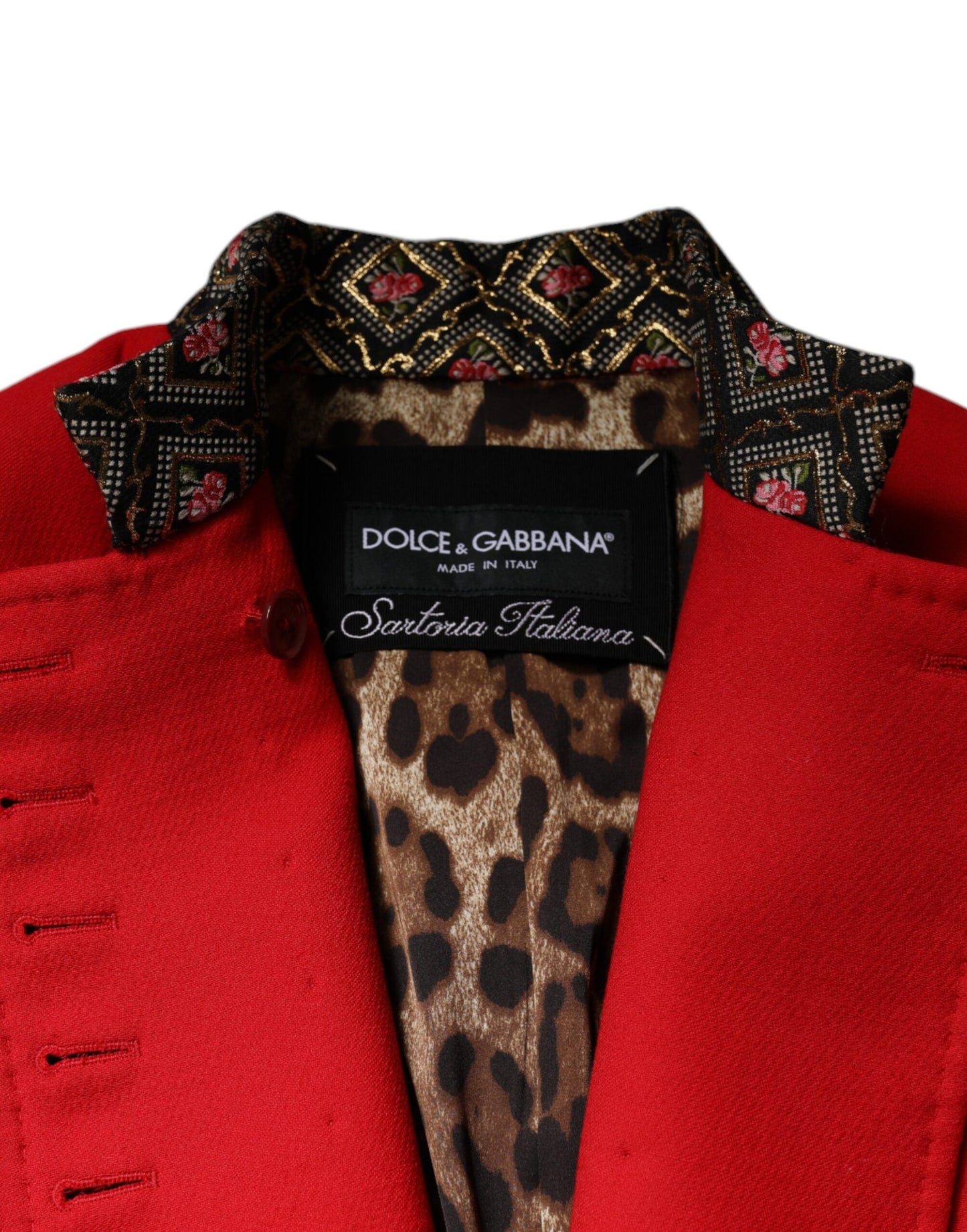 Dolce & Gabbana Red Jacquard Wool Women Trenchcoat Jacket Dolce & Gabbana
