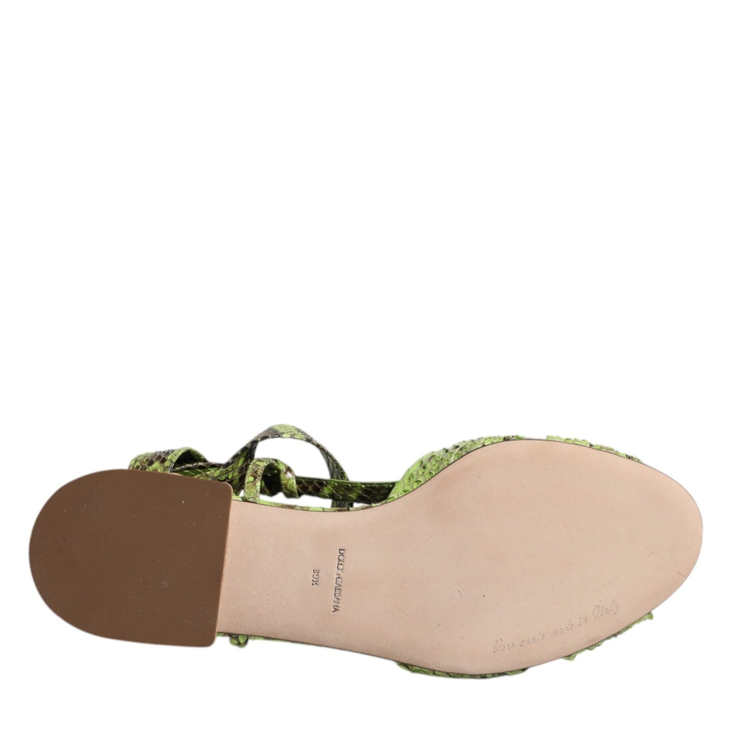 Dolce & Gabbana Green Animal Print Ankle Wrap Sandals Shoes