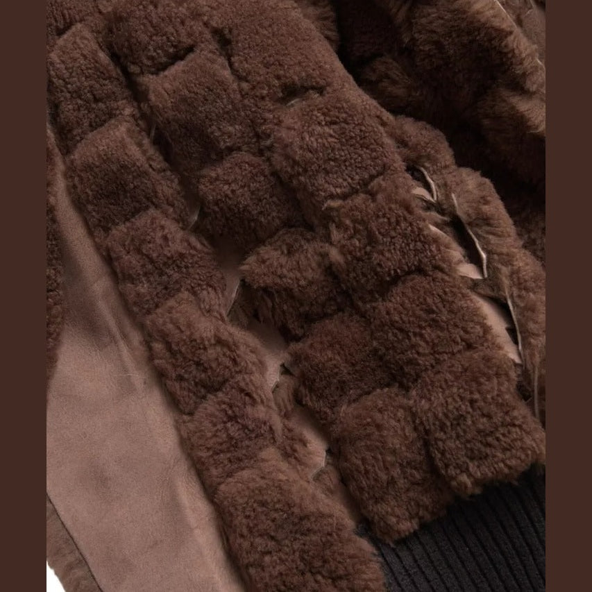 Bottega Veneta Brown Fur Lamb Shearling Coat Jacket