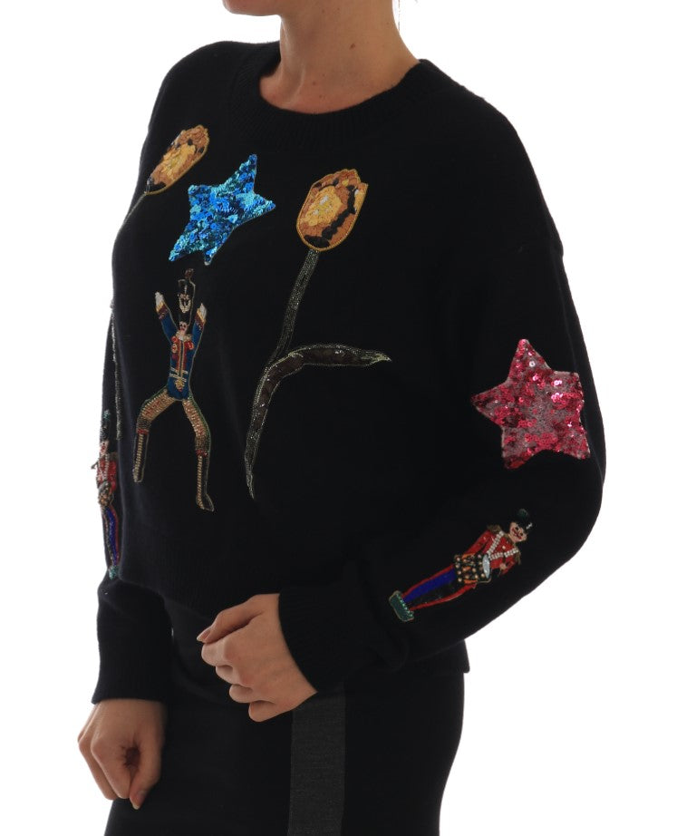 Dolce & Gabbana Fairy Tale Crystal Black Cashmere Sweater Dolce & Gabbana