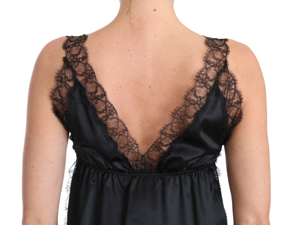 Dolce & Gabbana Lingerie Cami Black Lace Silk Stretch Dolce & Gabbana