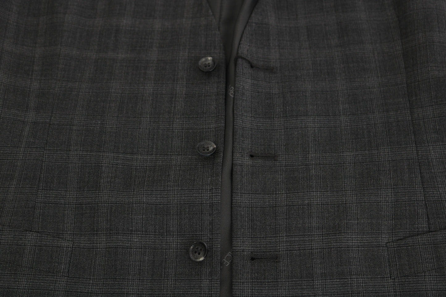 Dolce & Gabbana Gray Wool STAFF Checkered Stretch Vest Dolce & Gabbana