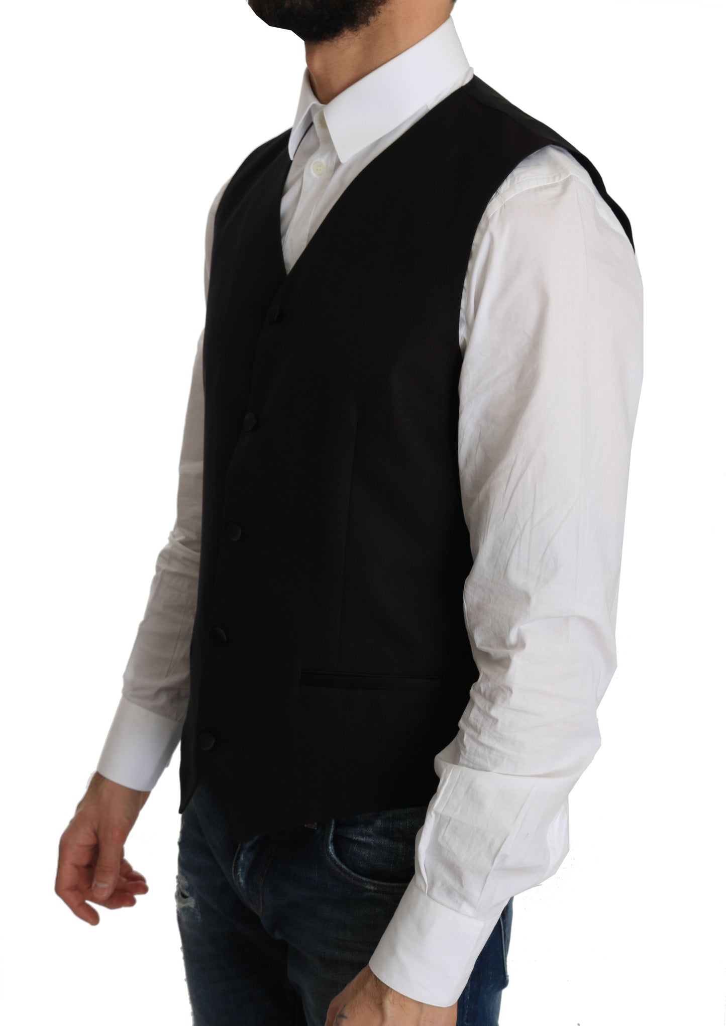 Dolce & Gabbana Black Silk Dress Waistcoat Dolce & Gabbana