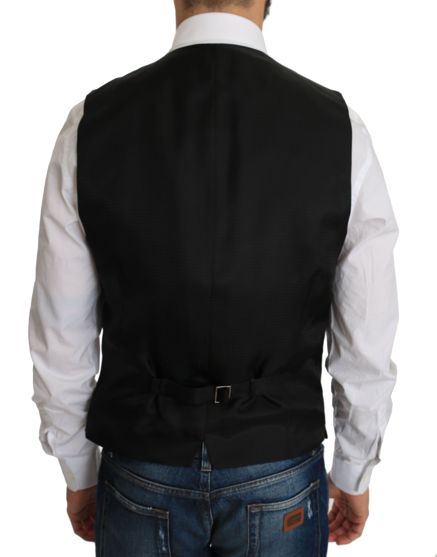 Dolce & Gabbana Black Silk Dress Waistcoat Dolce & Gabbana