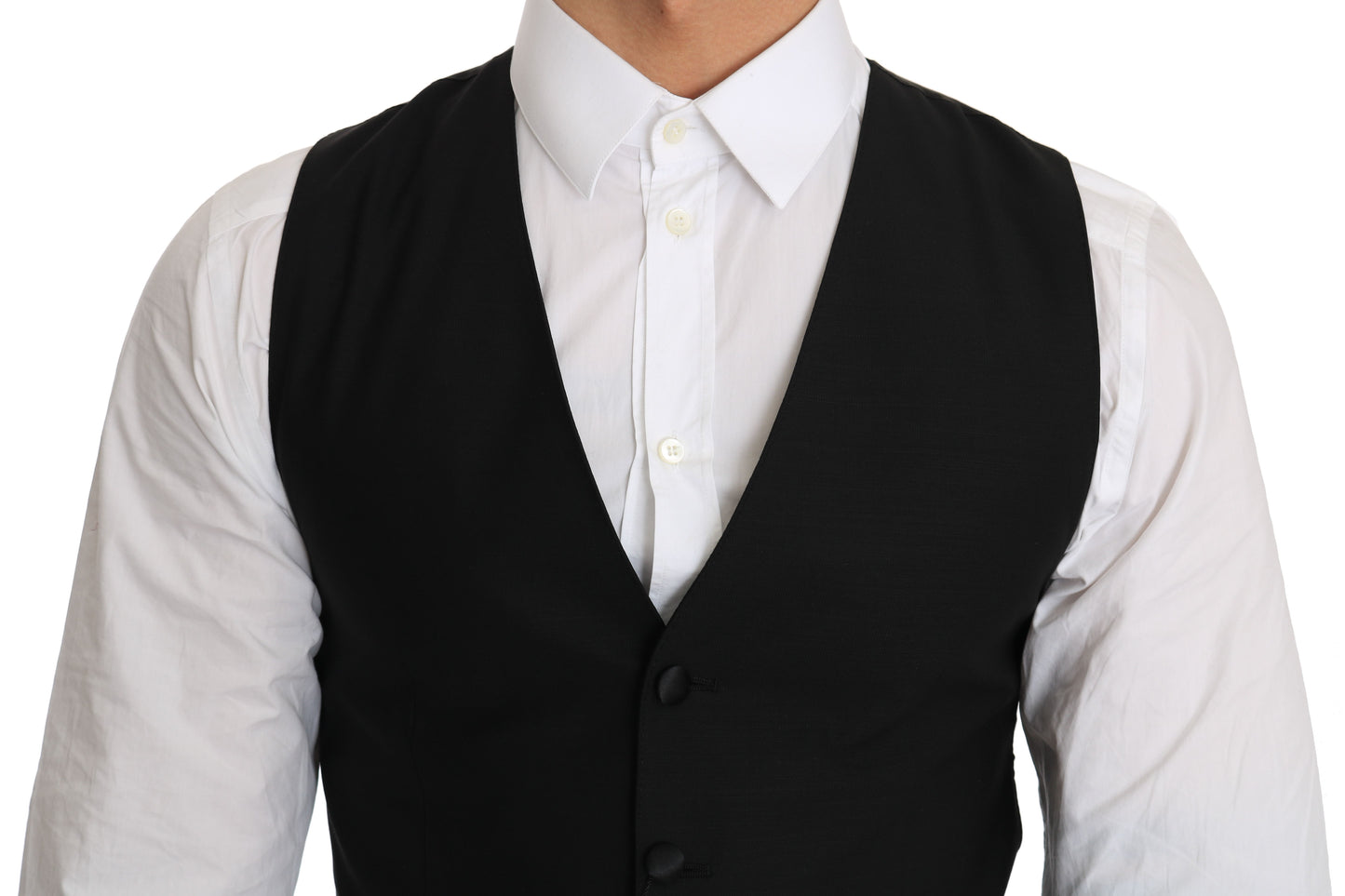 Dolce & Gabbana Black Wool Dress Waistcoat Dolce & Gabbana