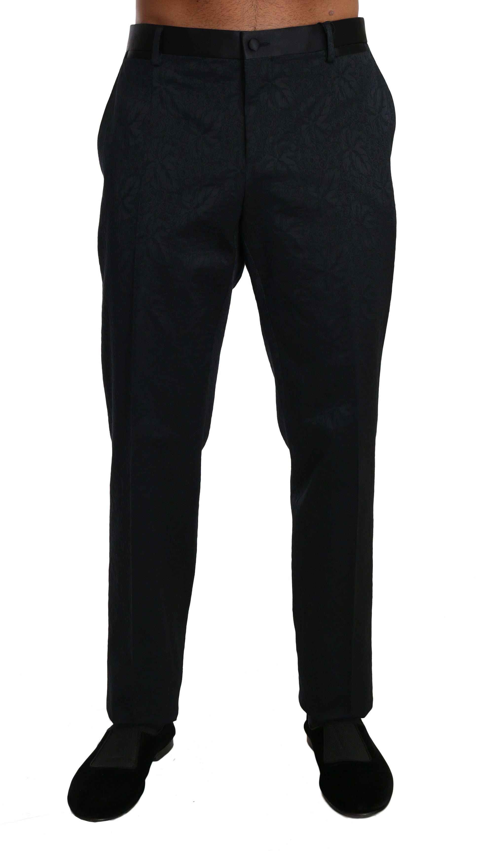 Dolce & Gabbana Black Cotton Brocade Formal Trousers Pants Dolce & Gabbana