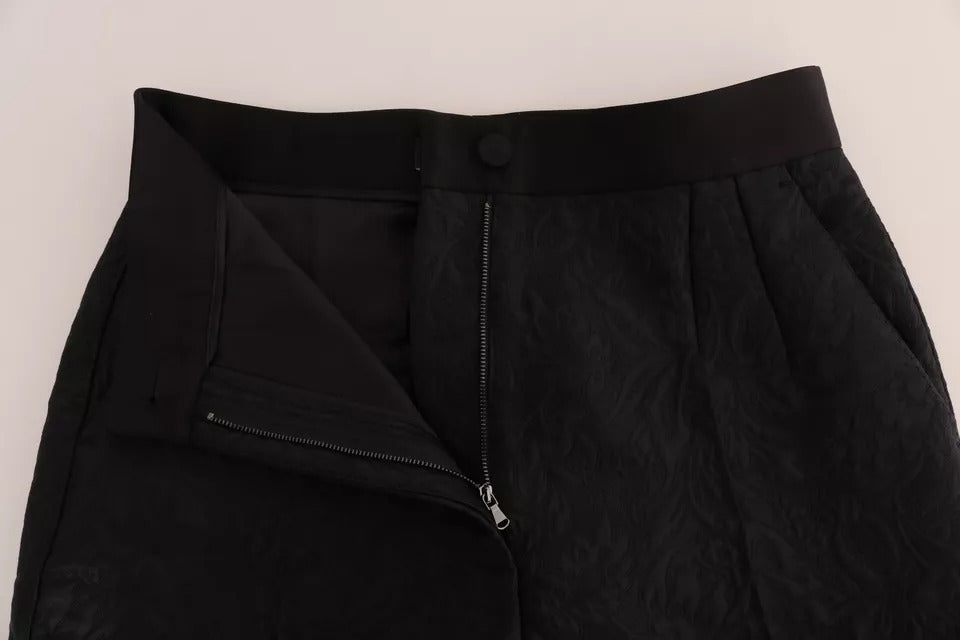 Dolce & Gabbana Black Floral Brocade High Waist Pants Dolce & Gabbana