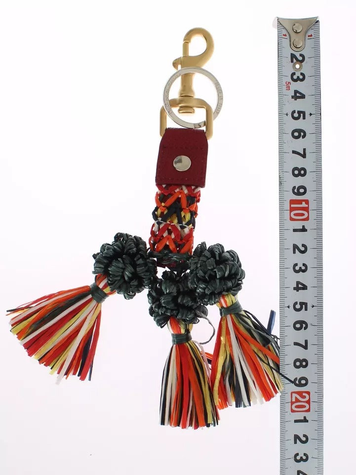 Dolce & Gabbana Multicolor Raffia Leather Clasp Finder Chain Keyring Dolce & Gabbana