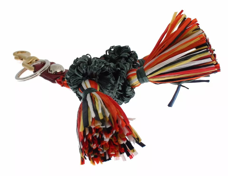 Dolce & Gabbana Multicolor Raffia Leather Clasp Finder Chain Keyring Dolce & Gabbana