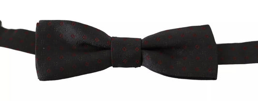 Dolce & Gabbana Gray Dotted Silk Adjustable Neck Bow Tie Dolce & Gabbana