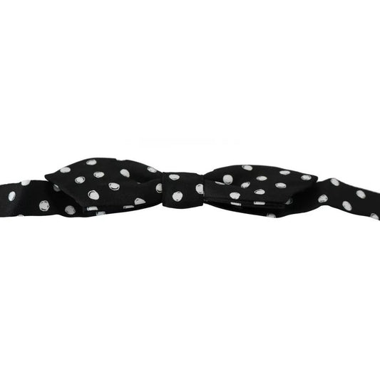 Dolce & Gabbana Black Polka Dots Adjustable Neck Bow Tie