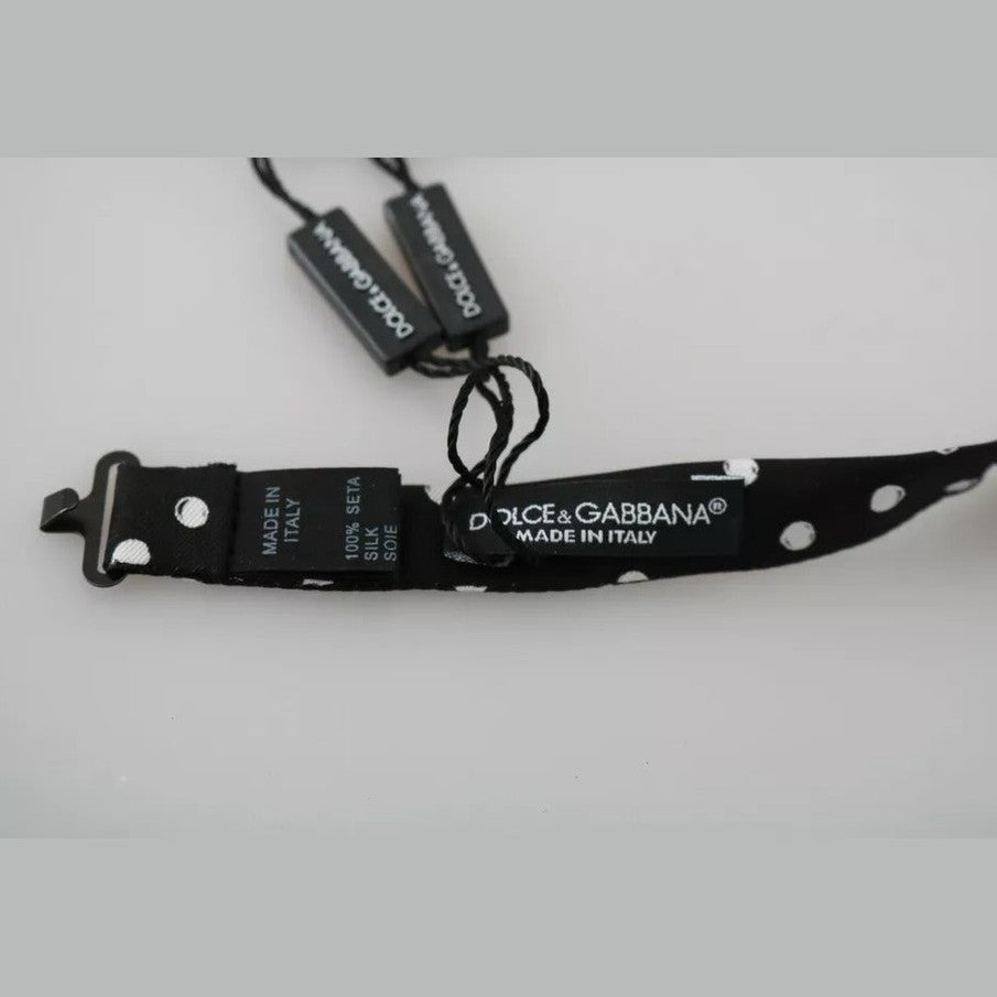 Dolce & Gabbana Black Polka Dots Adjustable Neck Bow Tie