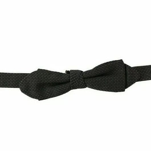 Dolce & Gabbana Gray Pattern Silk Adjustable Neck Bow Tie