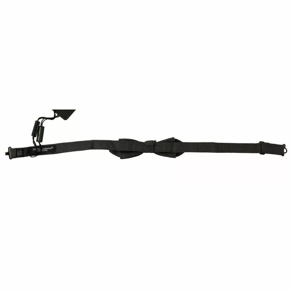 Dolce & Gabbana Gray Pattern Silk Adjustable Neck Bow Tie