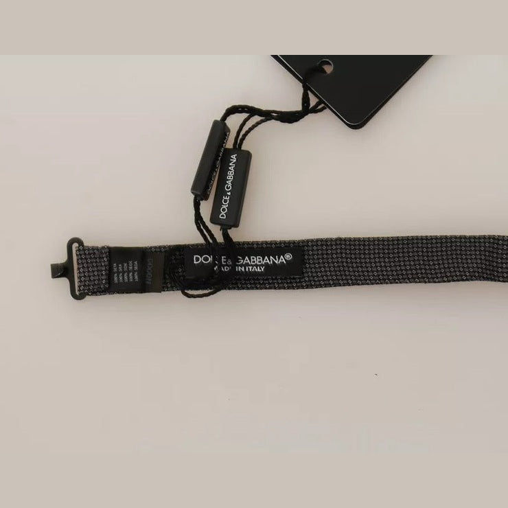 Dolce & Gabbana Gray Pattern Silk Adjustable Neck Bow Tie