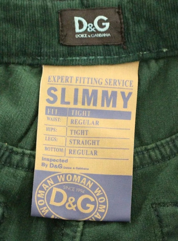 Dolce & Gabbana Green Cotton Corduroys SLIMMY Fit D&G Pants Dolce & Gabbana