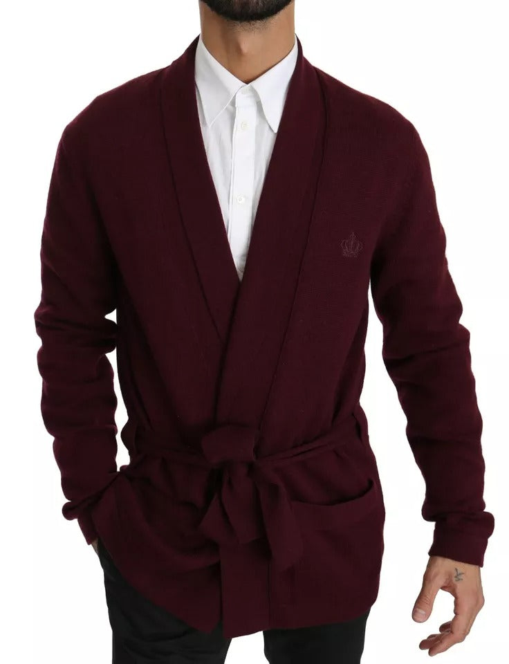Dolce & Gabbana Bordeaux Cashmere Crown Cardigan Sweater Dolce & Gabbana