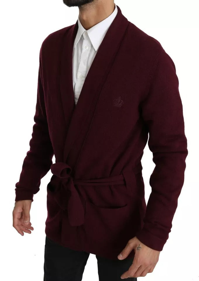 Dolce & Gabbana Bordeaux Cashmere Crown Cardigan Sweater Dolce & Gabbana