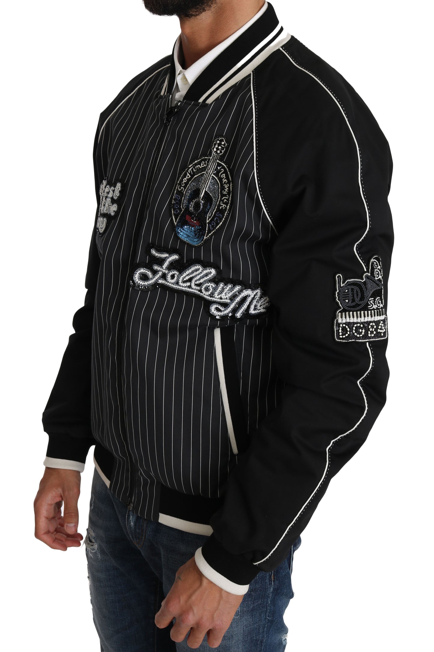 Dolce & Gabbana Black DD58 SG62 Sequined Beaded Jacket Dolce & Gabbana