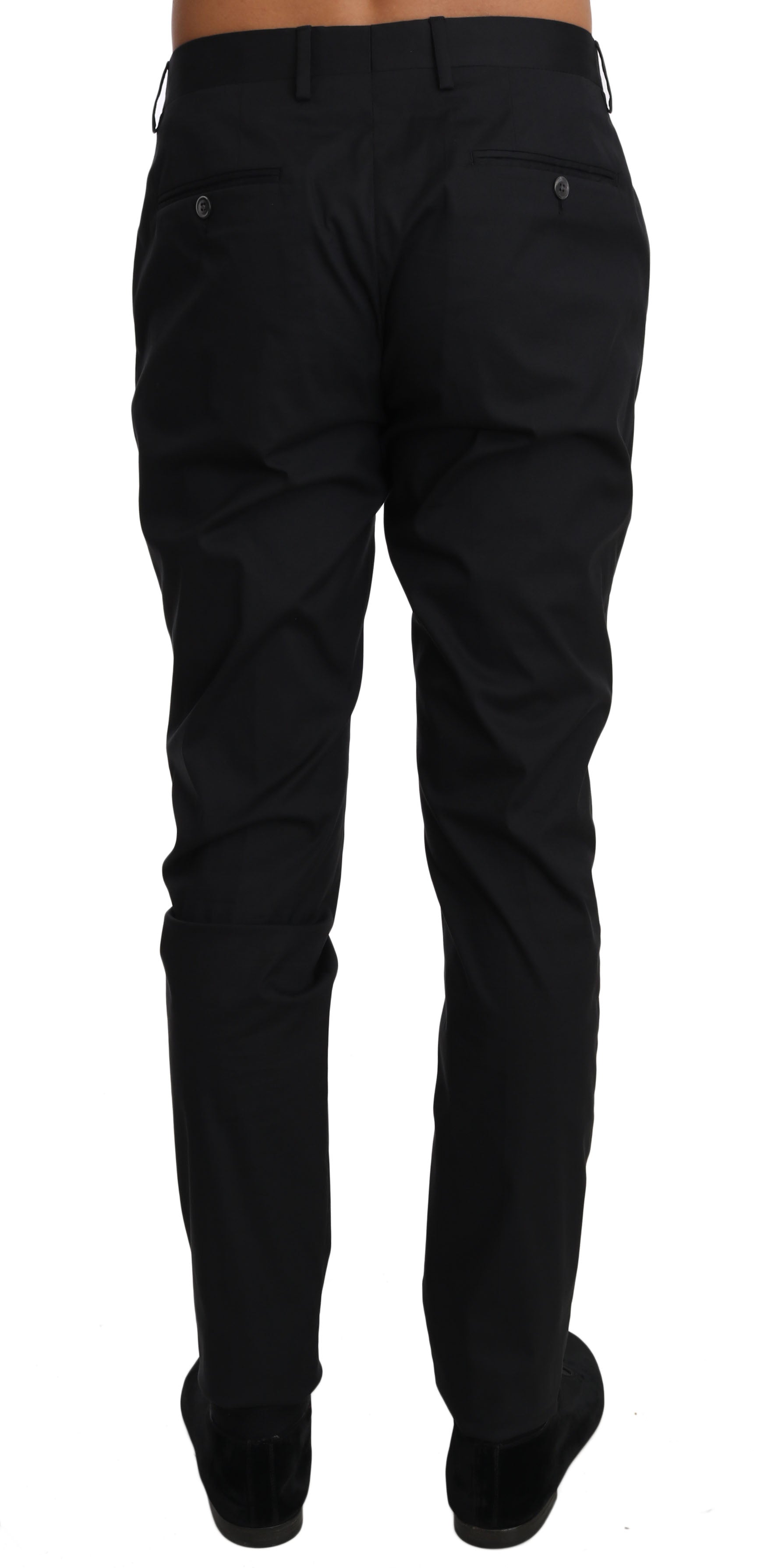 Dolce & Gabbana Black Cotton Stretch Formal Trousers Pants Dolce & Gabbana