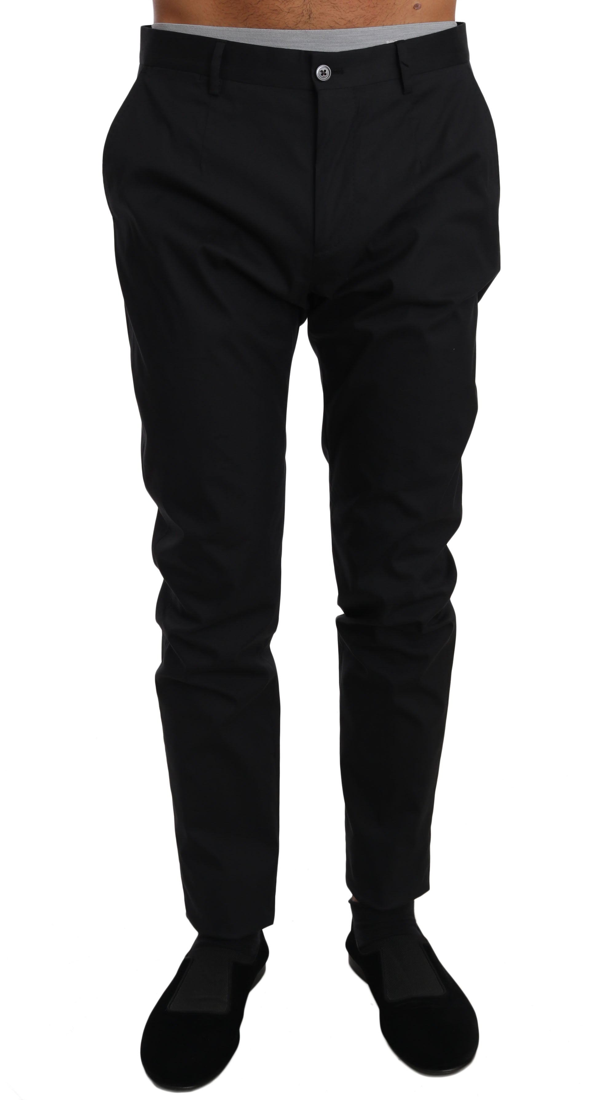 Dolce & Gabbana Black Cotton Stretch Formal Trousers Pants Dolce & Gabbana
