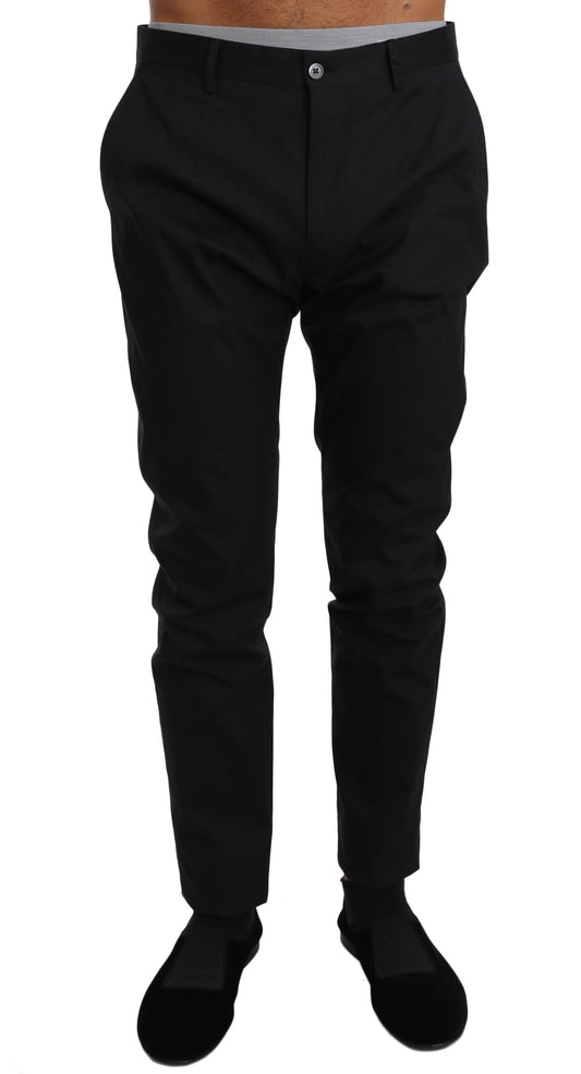 Dolce & Gabbana Black Cotton Stretch Formal Trousers Pants Dolce & Gabbana