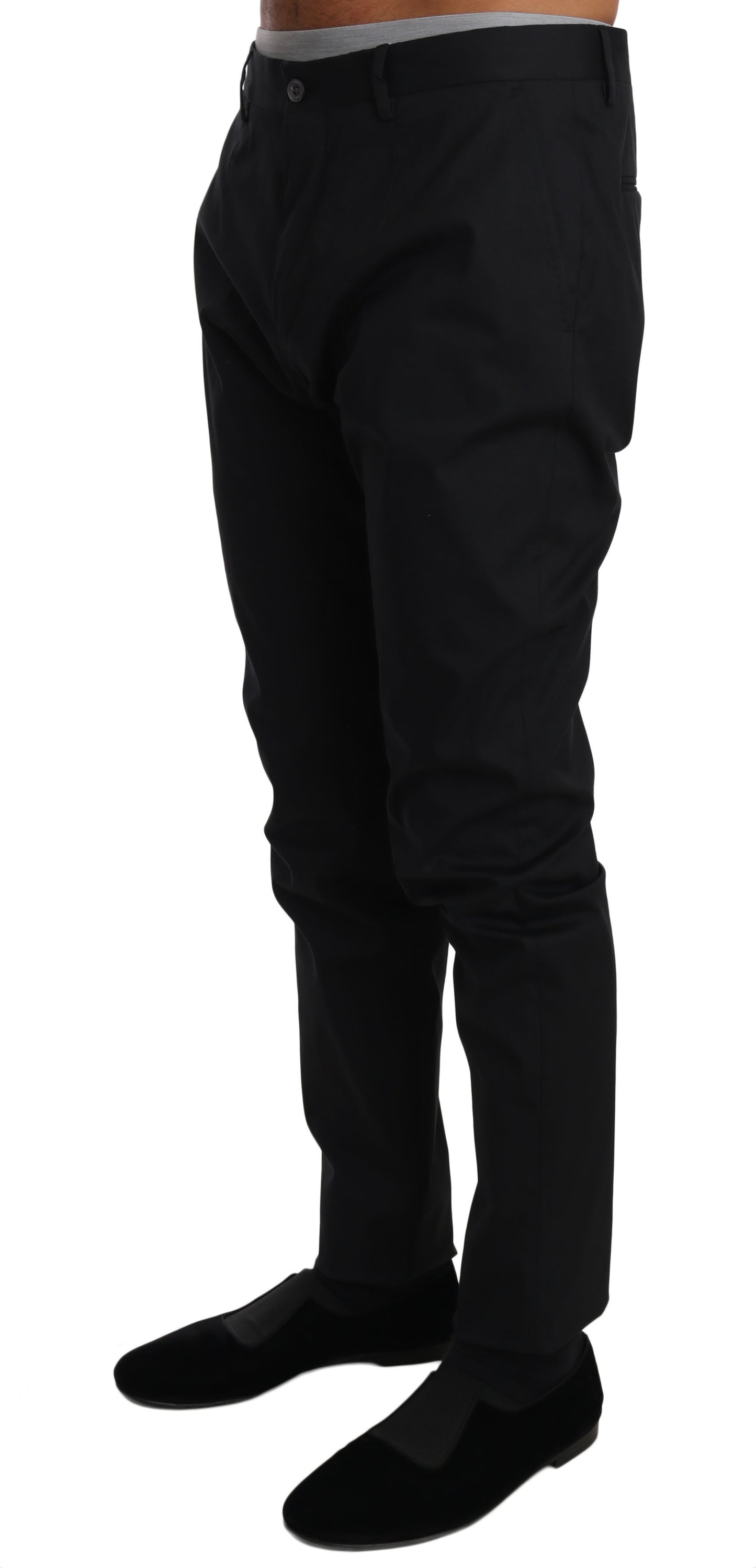 Dolce & Gabbana Black Cotton Stretch Formal Trousers Pants Dolce & Gabbana