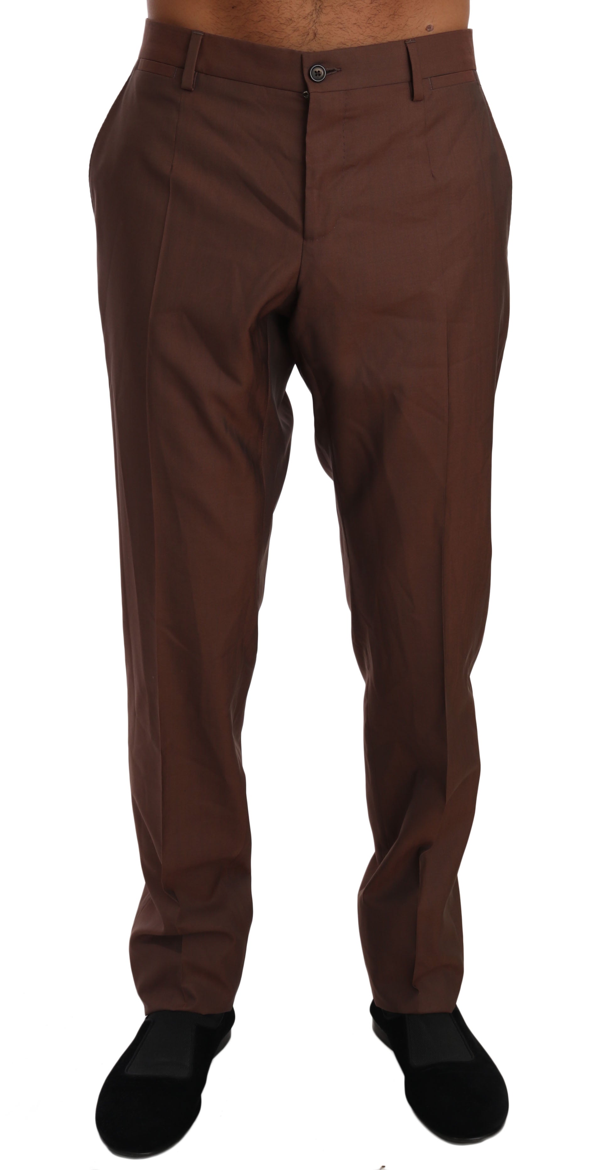 Dolce & Gabbana Brown Wool Silk Formal Trousers Pants Dolce & Gabbana