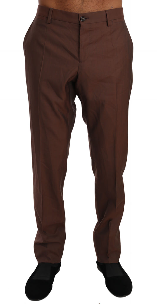Dolce & Gabbana Brown Wool Silk Formal Trousers Pants Dolce & Gabbana