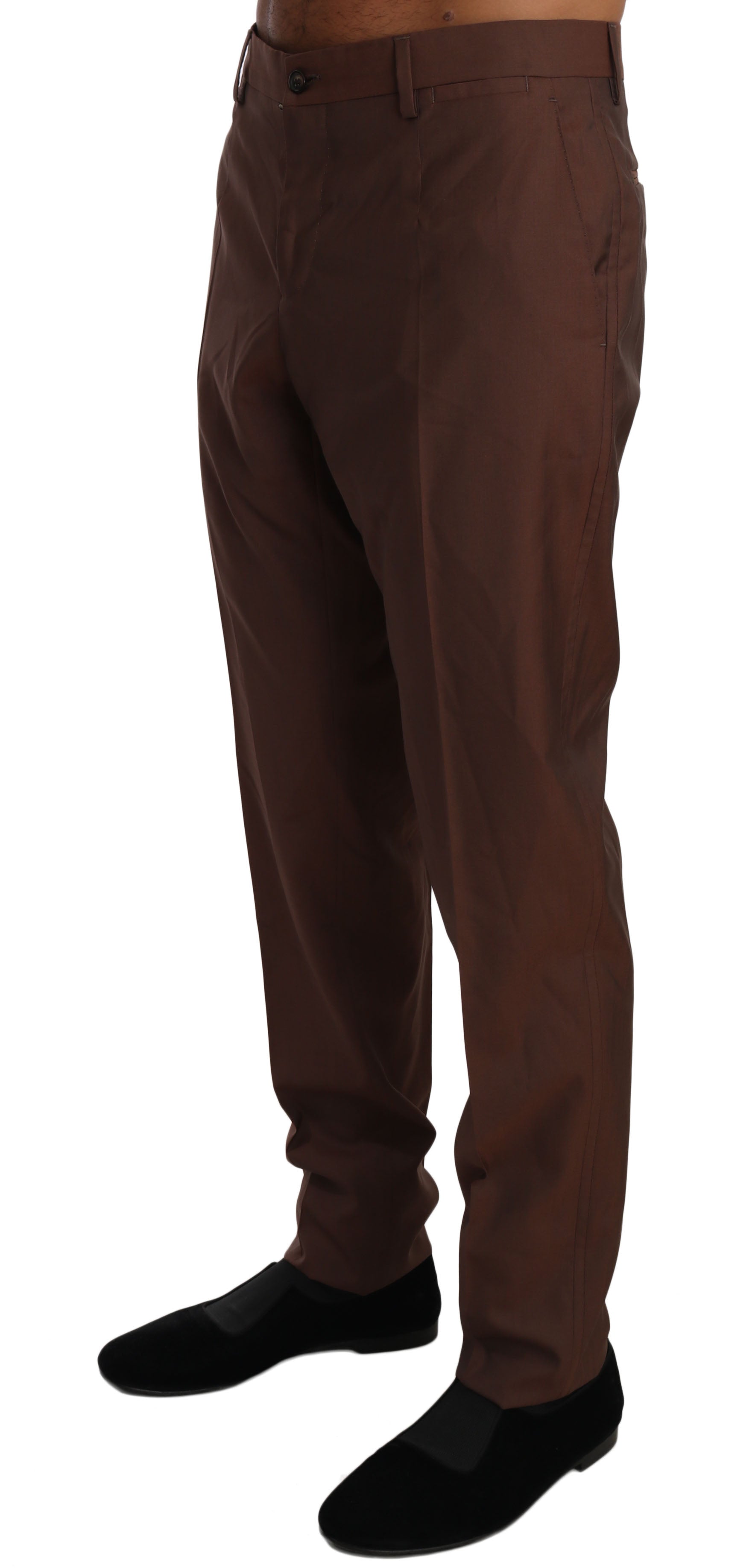 Dolce & Gabbana Brown Wool Silk Formal Trousers Pants Dolce & Gabbana