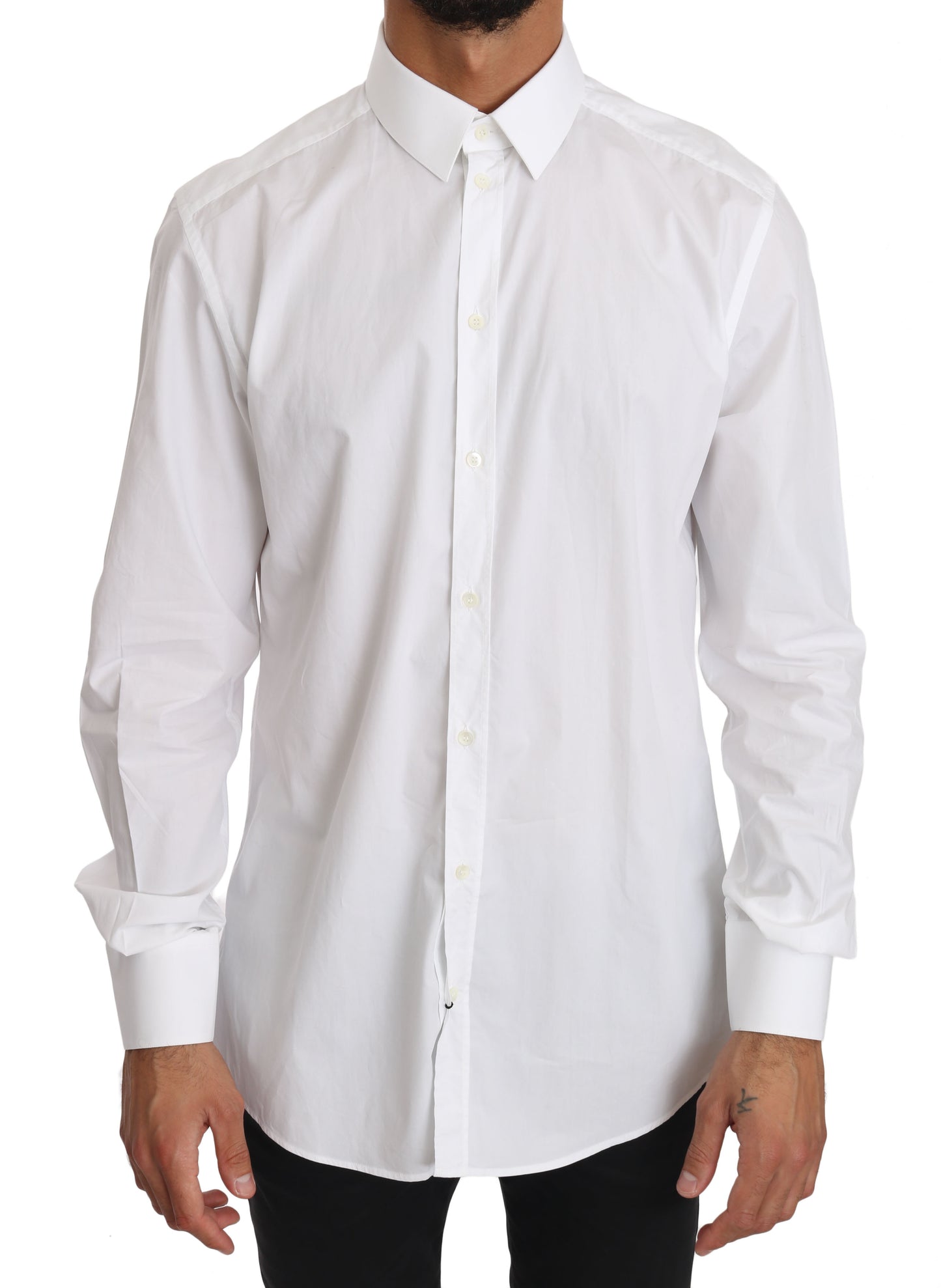 Dolce & Gabbana White Cotton GOLD Dress Shirt Dolce & Gabbana