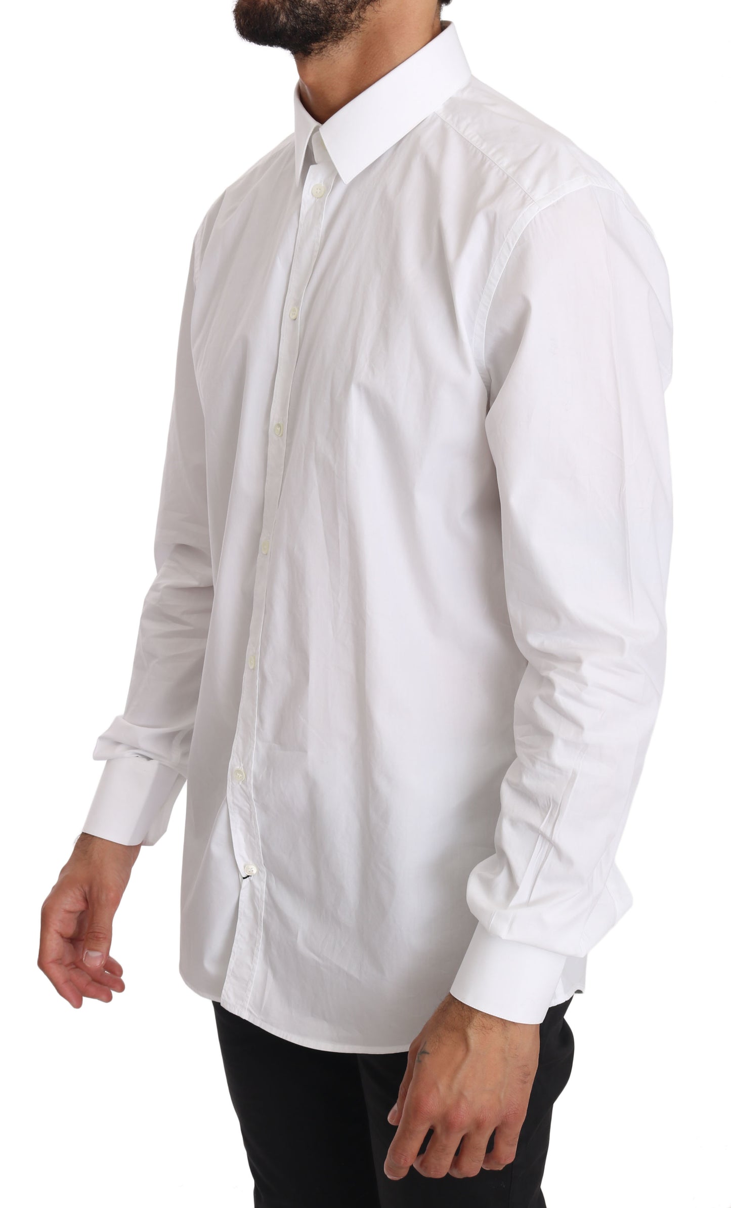 Dolce & Gabbana White Cotton GOLD Dress Shirt Dolce & Gabbana