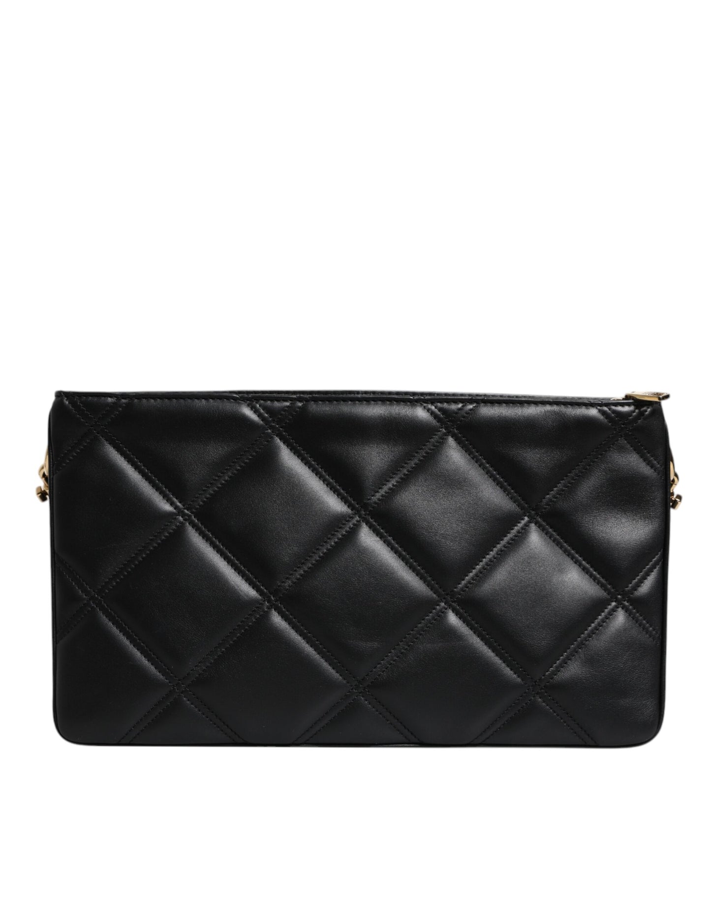 Dolce & Gabbana Black Leather Crystal Embellished Logo Shoulder Bag Dolce & Gabbana