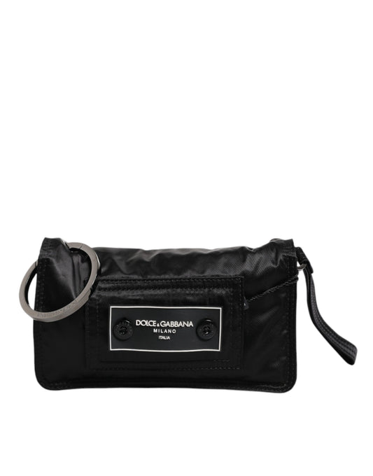 Dolce & Gabbana Black Fabric Logo Two Way Clutch Crossbody Bag Dolce & Gabbana
